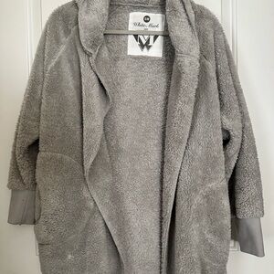 White Mark Women's Cozy Gray Teddy Jacket